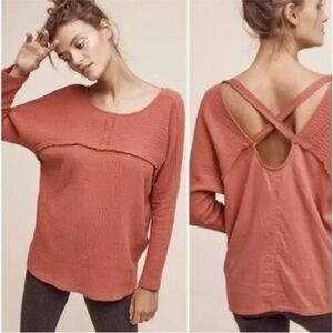 Anthropologie Saturday Sunday Aurelia Long Sleeve Criss Cross Top Size Small S